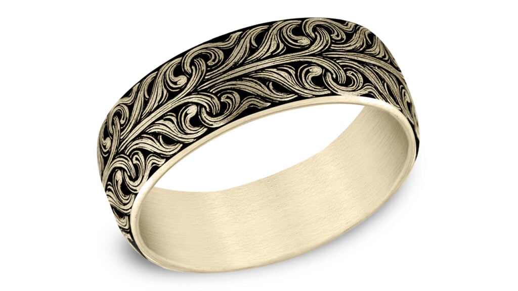 Bali Script band in yellow gold image