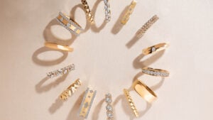 A selection of gold and diamond bands image