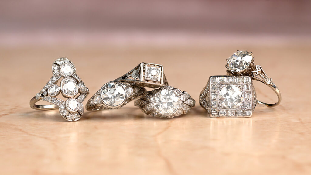Art Deco rings with old mine and European-cut diamonds image