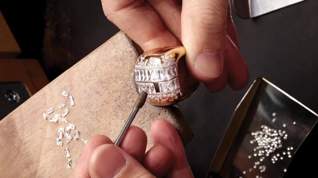 Pomellato ring in progress at the bench