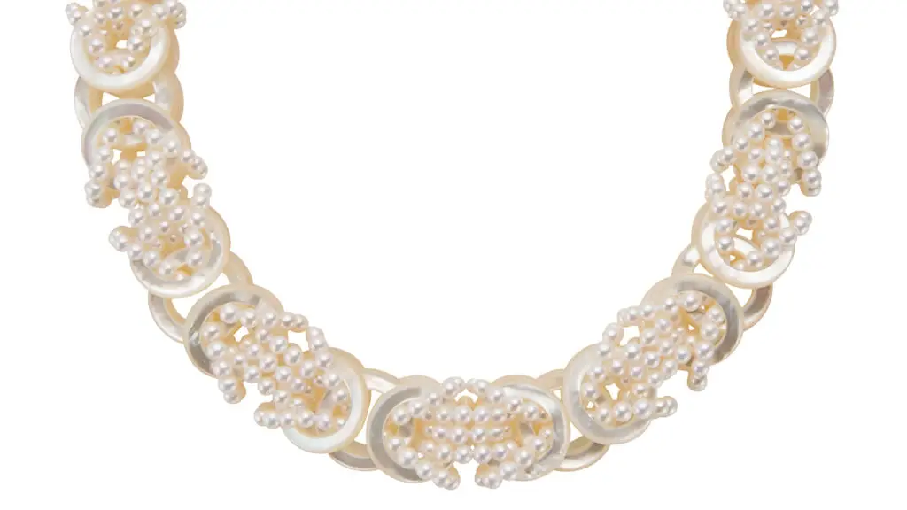 Mother-of-pearl and freshwater-pearl Katina necklace by Melanie Georgacopoulos image