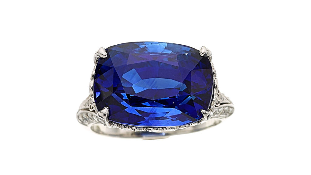 Cushion-shaped, 18.99-carat Ceylon sapphire and diamond ring at Heritage Auctions image