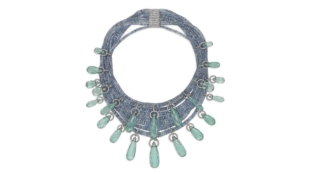 Sapphire, emerald and diamond necklace at Christie's image