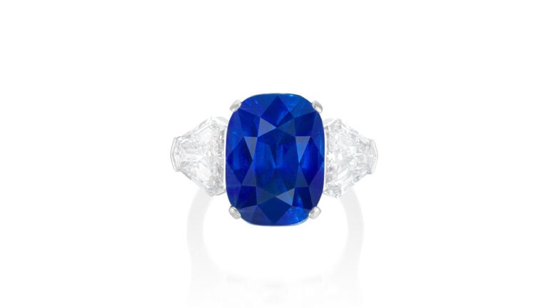 The Bulgari ring featuring a 9.86-carat sapphire at Phillips image