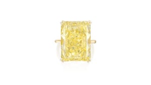 The 23.34-carat, fancy-yellow diamond-ring at Phillips image