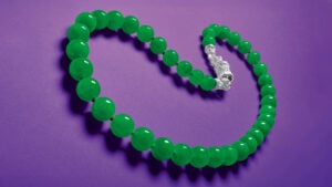 The jadeite-and-diamond necklaceat Poly Auction image