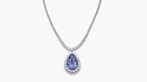 The 44.90-carat sapphire-and-diamond pendant that led the sale at Sotheby's image