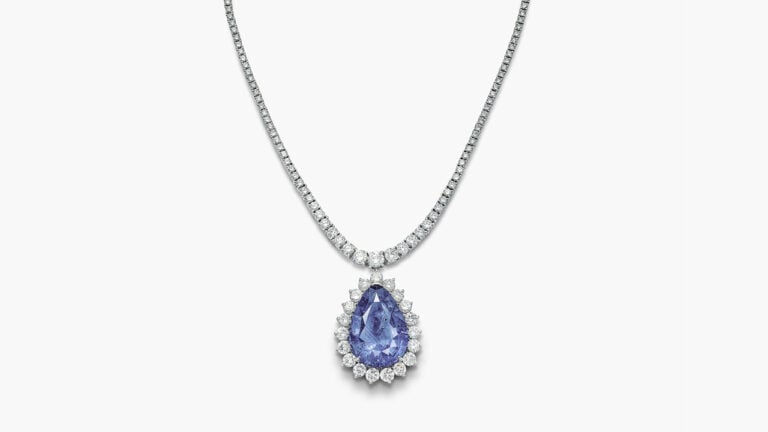 The 44.90-carat sapphire-and-diamond pendant that led the sale at Sotheby's image