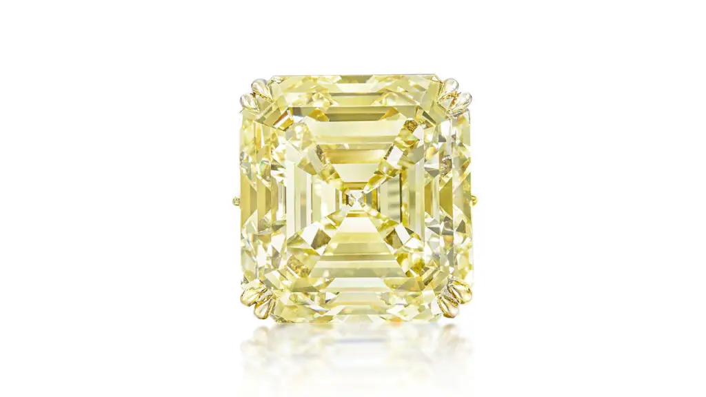 Ring featuring a step-cut, fancy-intense-yellow, diamond at Sotheby's image