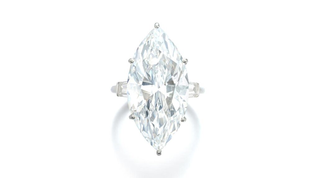 An M. Gérard marquise-shaped diamond ring at Sotheby's image