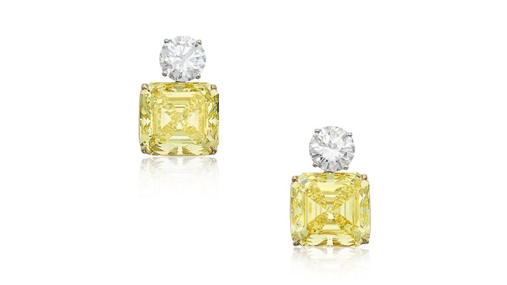 Yellow diamond earrings at Sotheby's image