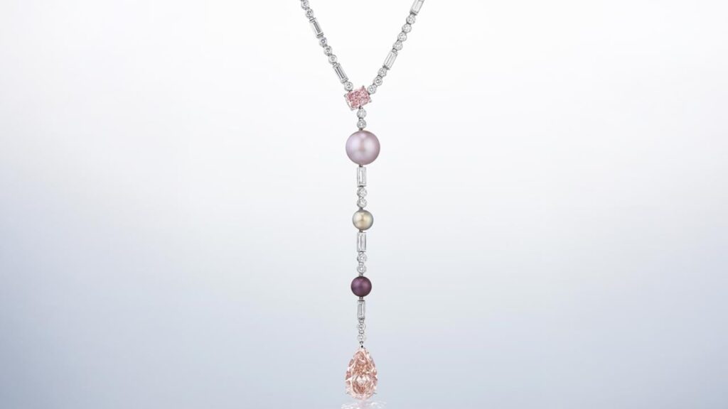 Cartier diamond and natural pearls necklace at Christie's image