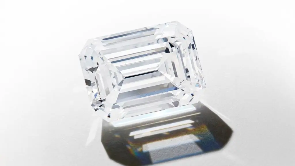 Unmounted emerald-cut, 17.05-carat, D-color, VVS1-clarity diamond at Sotheby's image