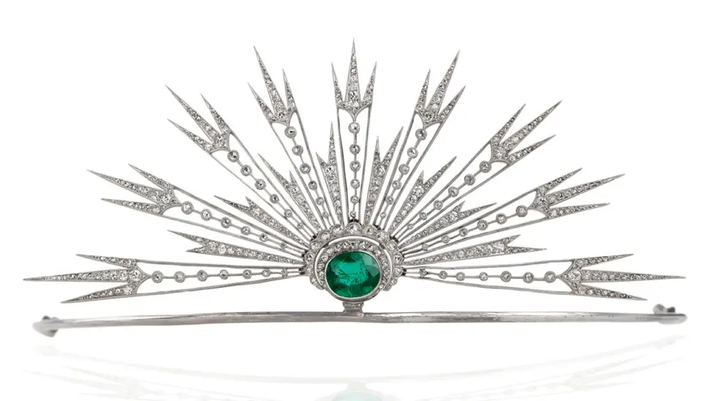 Emerald and diamond Rising Sun aigrette, 1914 image