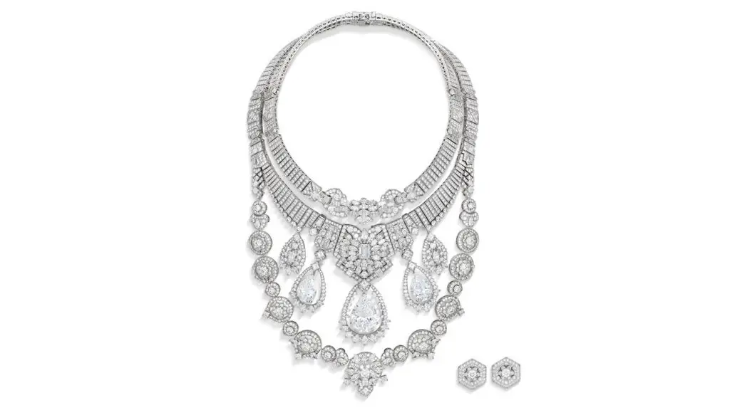 Van Cleef & Arpels Maharaja necklace containing three pear brilliant-cut diamonds at Christie's image