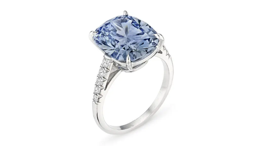 Cushion brilliant-cut, fancy-intense-blue, diamond ring at Christie's image
