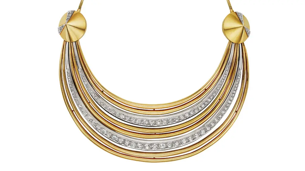 Suzanne Belperron necklace in 18-karat gold and platinum with old-cut diamonds, which sold at Christie’s image