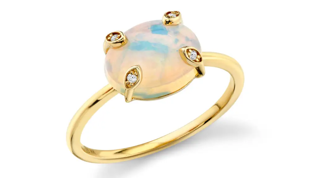 Sydney Evan oval opal ring in gold with diamonds image
