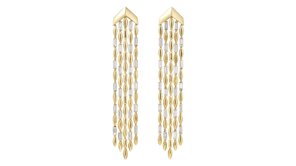 Meteor fringe drop earrings with baguette diamonds image