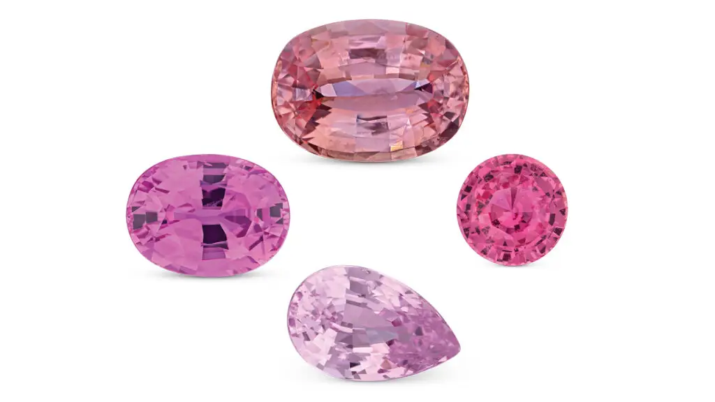 Selection of pink and padparadscha sapphires at Kimberly Collins Colored Gems image