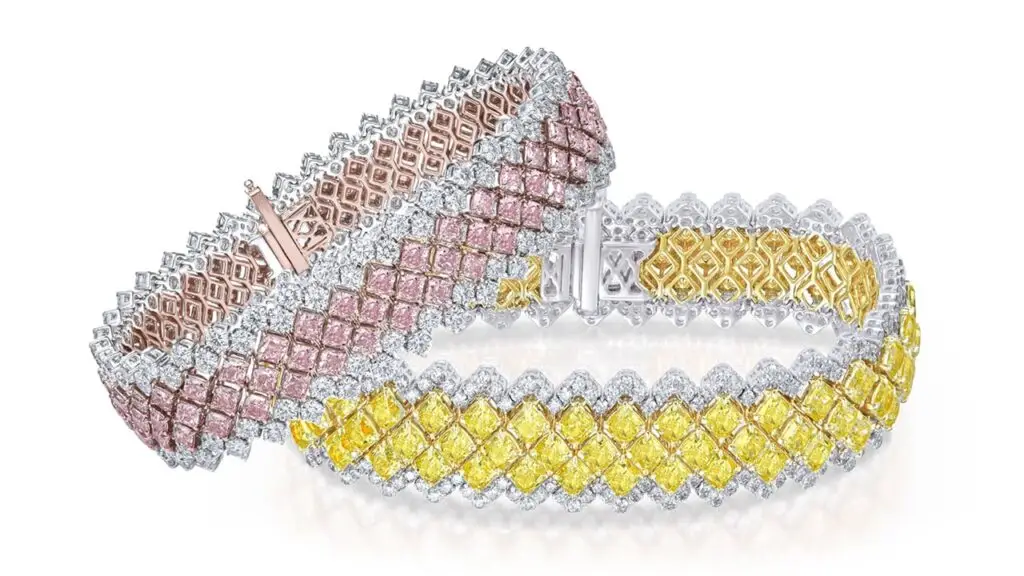 Bracelets by P. Hirani Exports featuring pink and yellow diamonds image