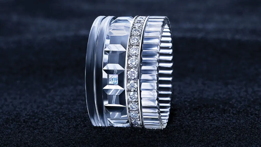 Boucheron Quatre 5D Memory ring in 18-karat white gold, diamonds, and Glassomer silica glass image