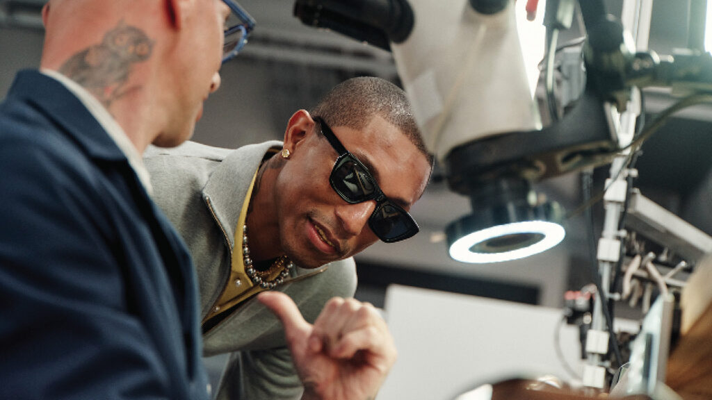 Pharrell Williams with a Tiffany goldsmith image