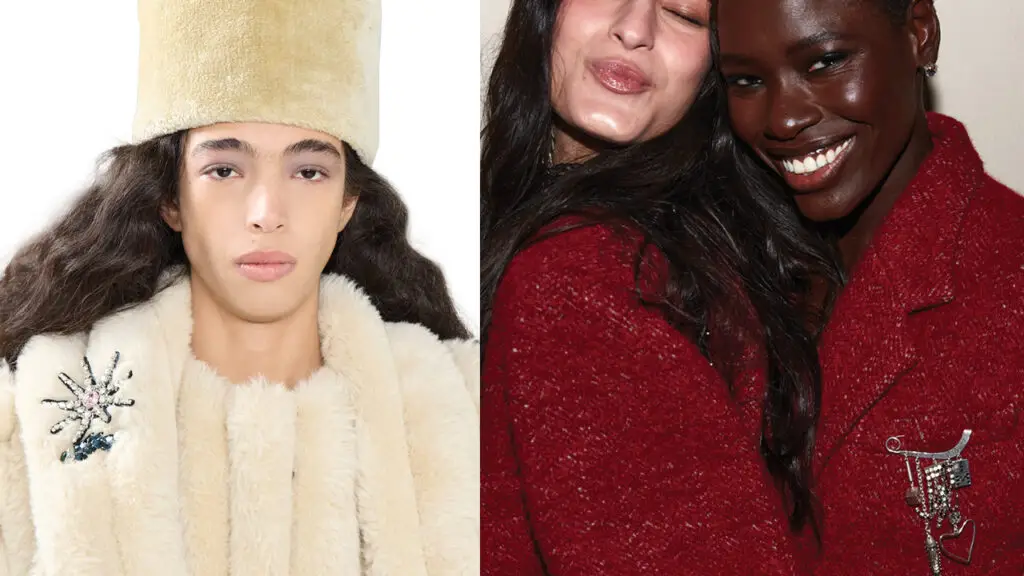 Left: Lapel brooches from the Toga catwalk. Right: Isabel Marant models show off the brand’s autumn-winter ’25 collection image