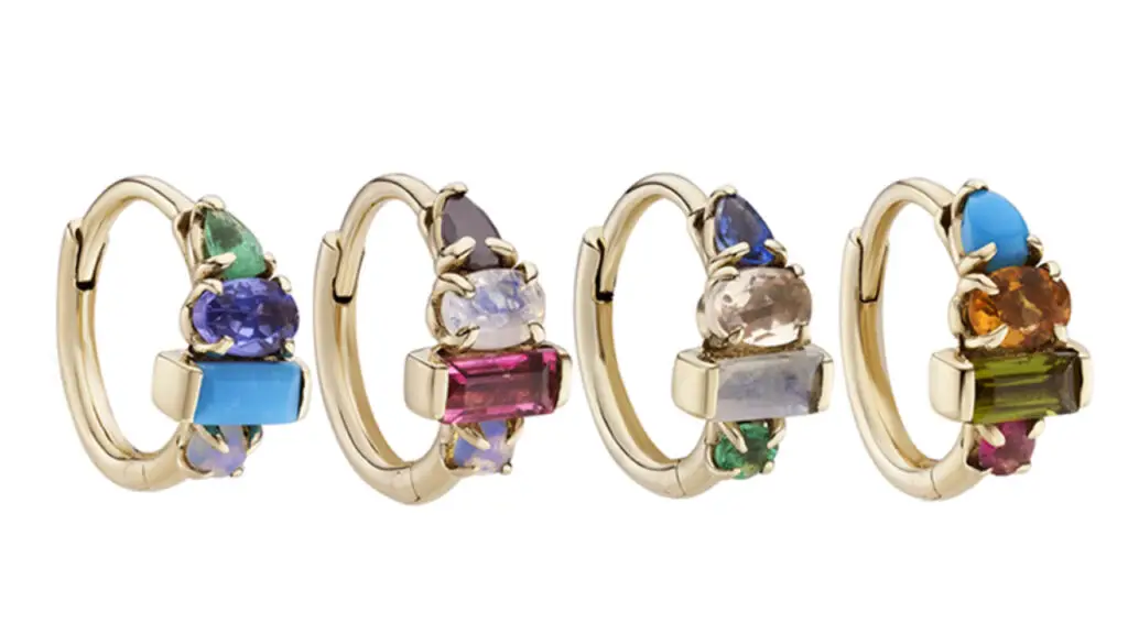 Multi-gem claw-set clicker hoops image