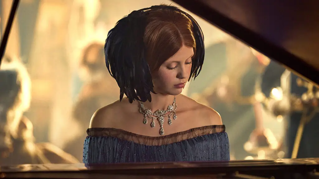 Mia Goth wears Tiffany & Co. jewelry in Netflix’s Frankenstein image
