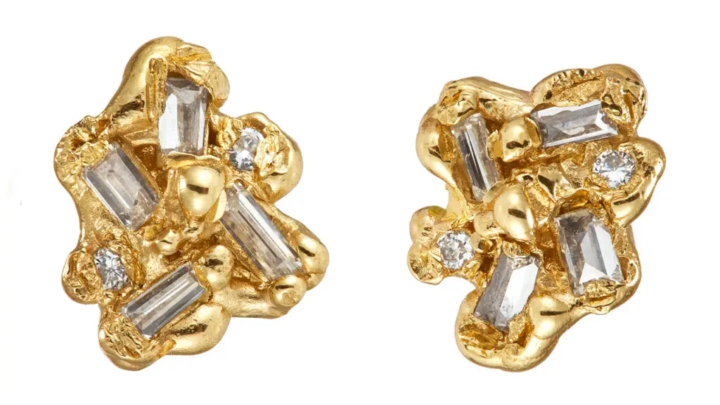 Ellis Mhairi Cameron diamond and yellow gold stud earrings image