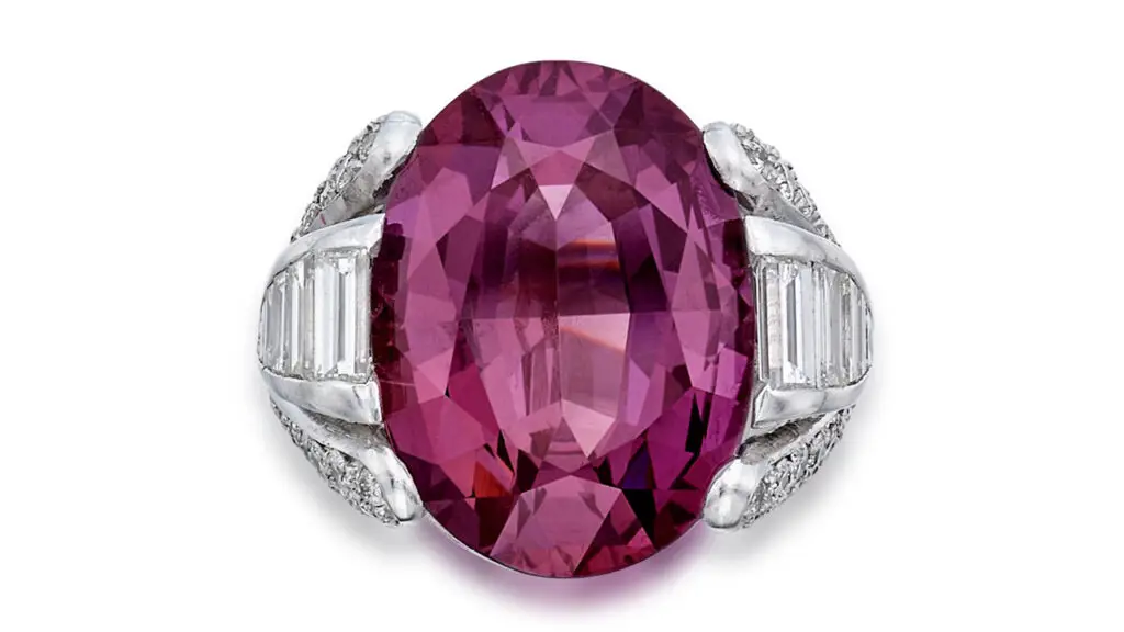 Oval-shaped, Brazilian alexandrite and diamonds ring at Sotheby's image