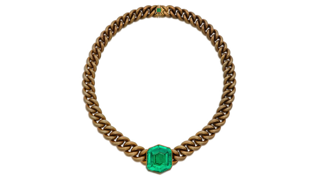 Bronze chain necklace with Colombian emerald image