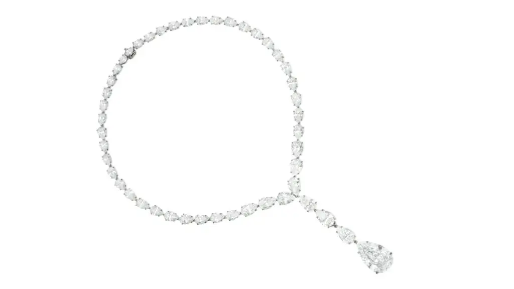 Pear-shaped, diamond drop necklace at Sotheby's image