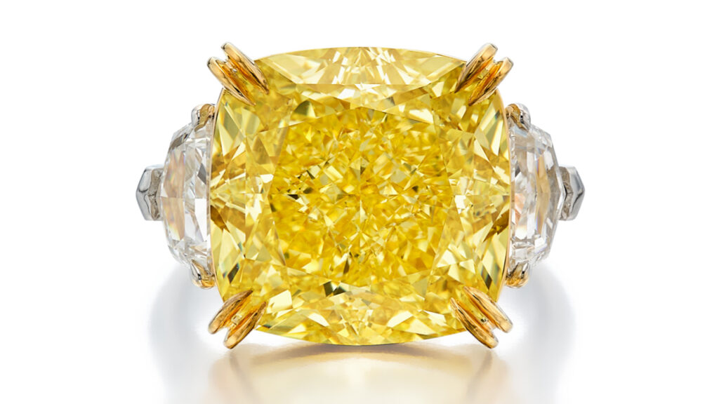 Cushion-shaped, fancy-vivid-yellow diamond, Sotheby's image