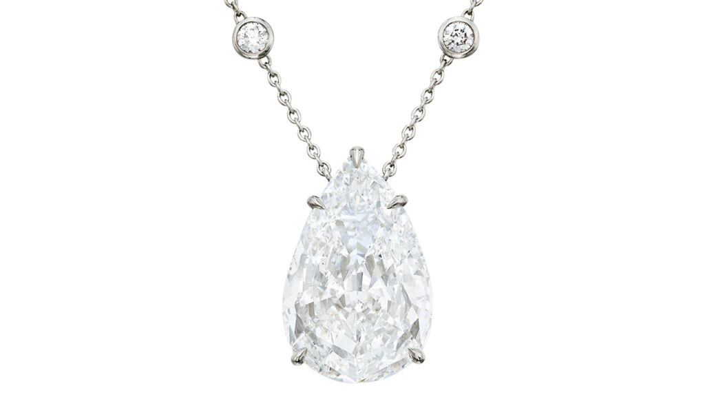 Tiffany & Co. pear shaped diamond necklace at Sotheby's image