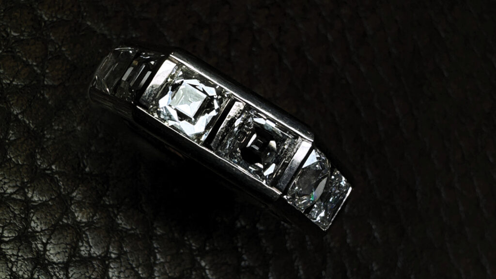 Image of Facets & Form ring with newly old-cut diamonds by Cora Sheibani