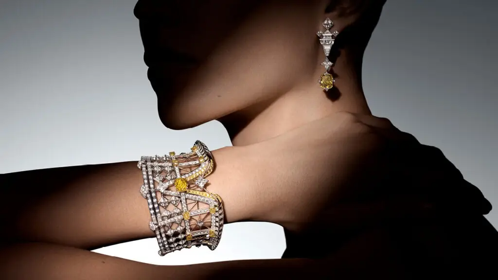 Jewelry from Louis Vuitton's Awakened Minds collection on a model image