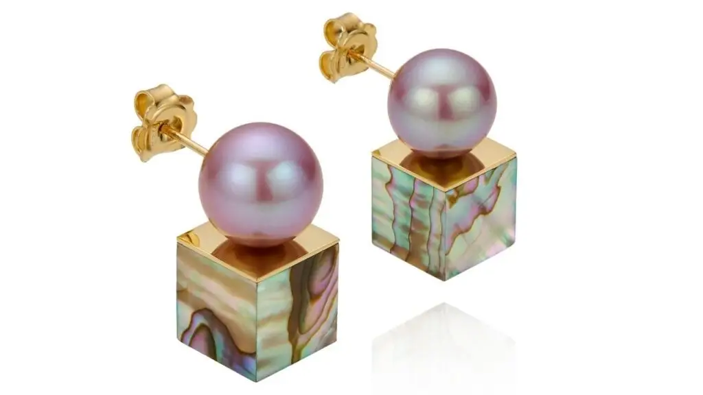 Melanie Georgacopoulos cube earrings with abalone shell and pearls image