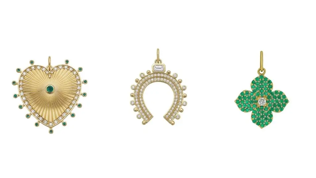 Lionheart charms in gold, diamonds and emeralds image