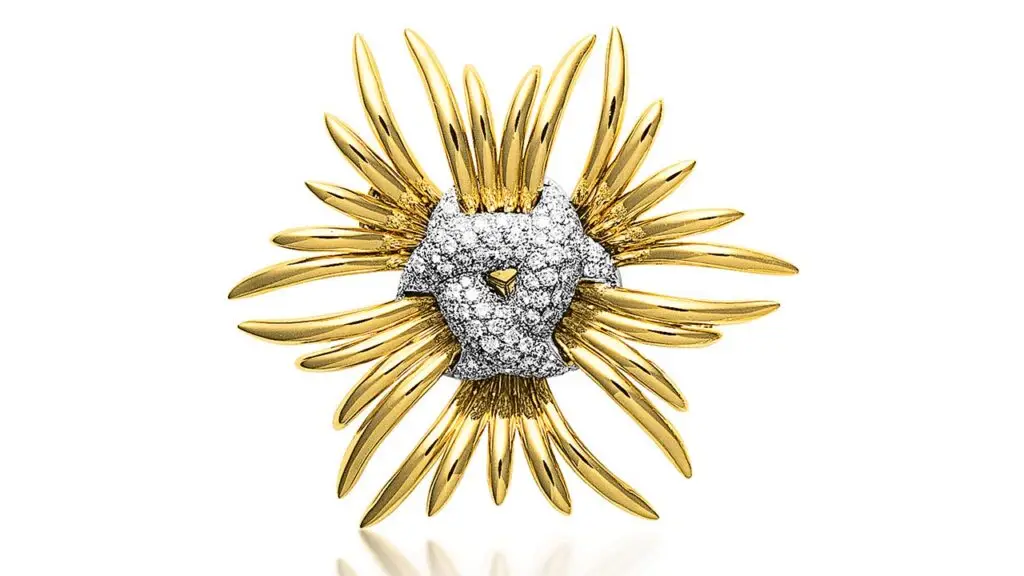 Ray brooch in gold with diamonds image