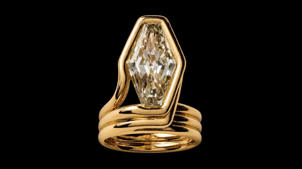 Gold and diamond Lozenge ring image