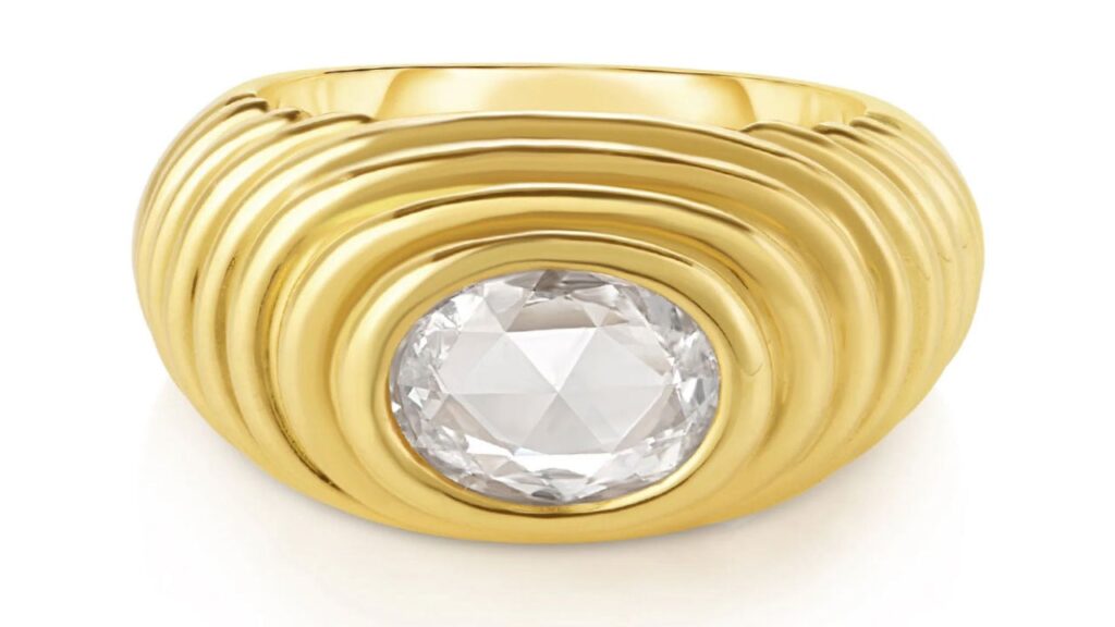 Lauren Addison gold gypsy ring with an antique rose-cut diamond image