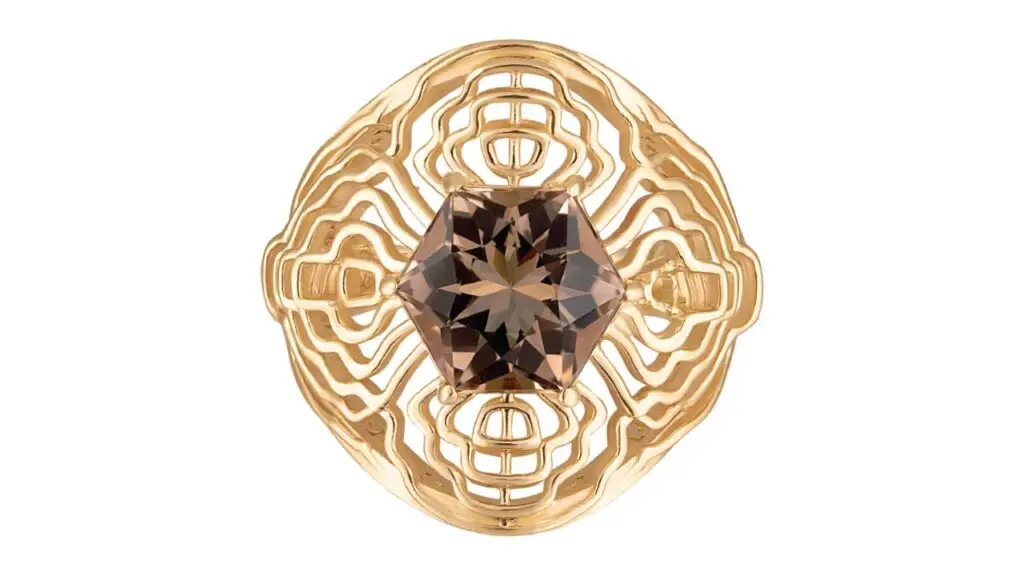 200Hz ring with a smoky quartz and diamonds in 14 karat gold image