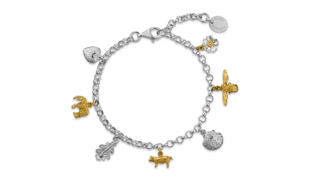 Menagerie bracelet with Floral Engraved charms image