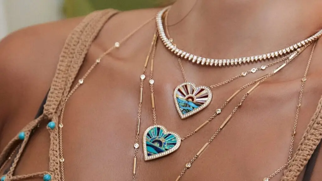 Heart shaped Jacquie Aiche necklaces with abalone inlay image