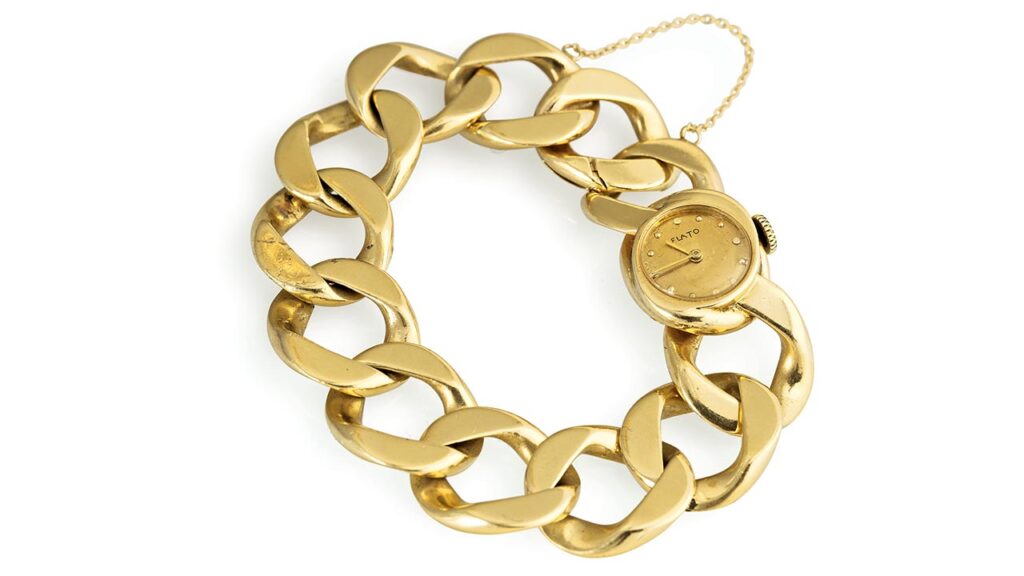 Gold curb-link bracelet watch image