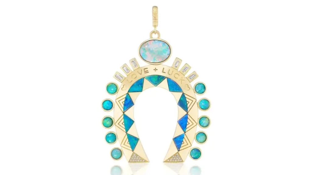 Harwell Godfrey diamond and opal Horseshoe charm in 18-karat gold image