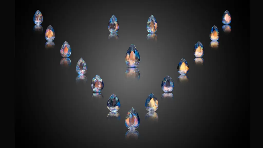 A suite of pear-shaped rainbow moonstones image