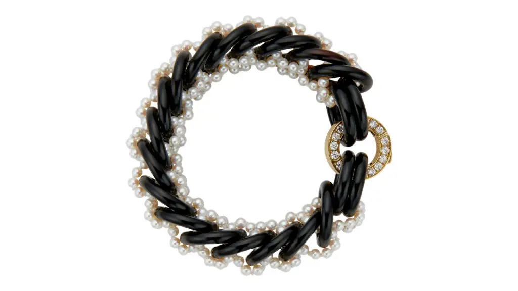 Melanie Georgacopoulos Eclipse chain bracelet with onyx, white freshwater pearls, and diamonds image